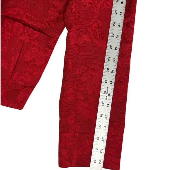 Talbots Jacket Pea Coat Large Red Floral Brocade Double Breasted Fully Lined - Picture 12 of 16